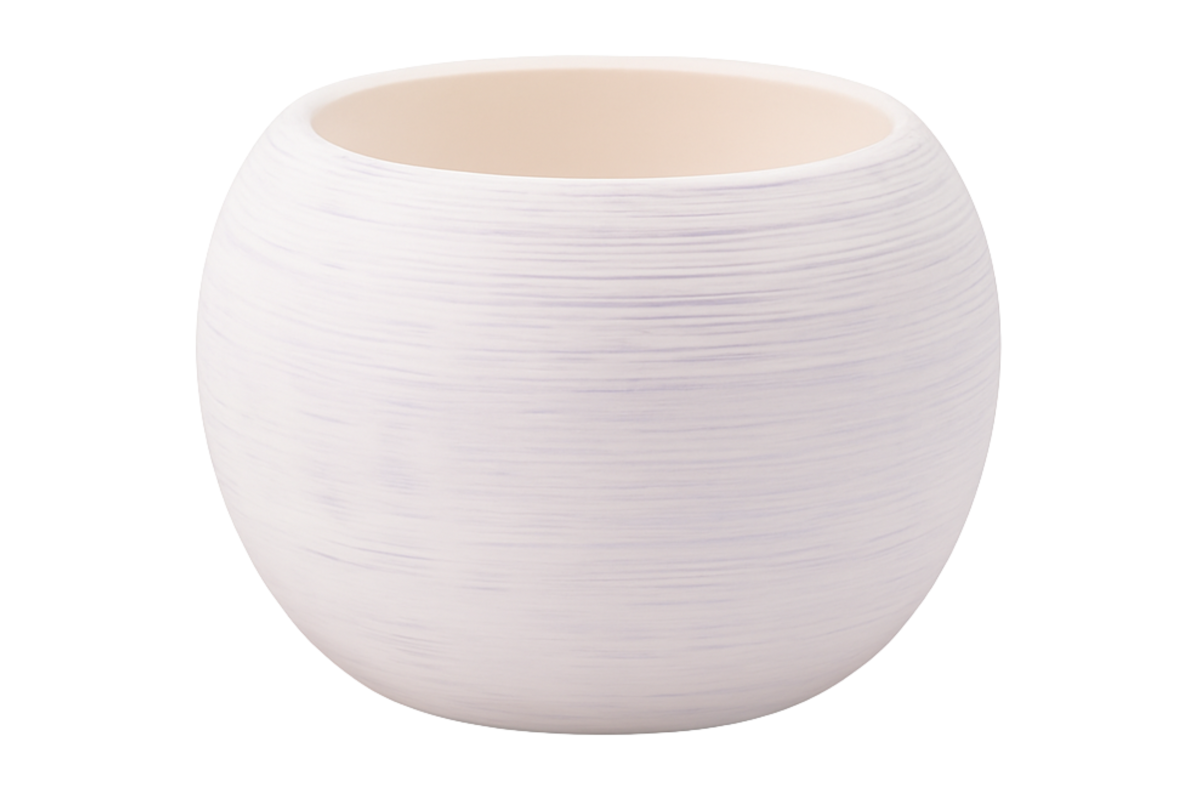 Osłonka ceramiczna Kula jasna matowa ze spodkiem – efekt mazania, styl boho i japandi Zielona Flora