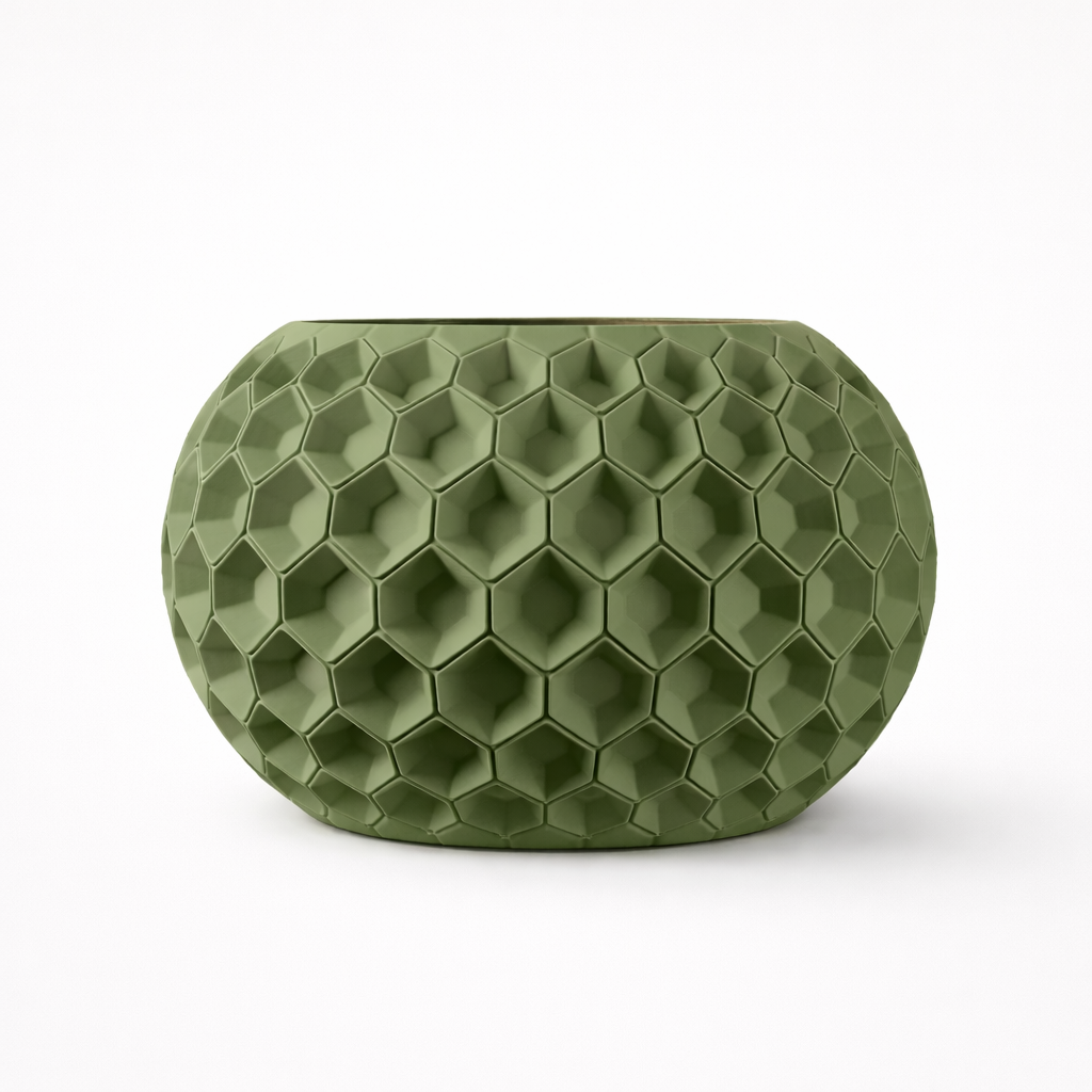 Yvara 3D – nowoczesna doniczka z druku 3D wykonana z biodegradowalnego PLA, stworzona z myślą o wyjątkowych wnętrzach -zielona.png