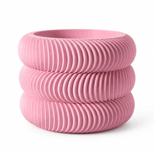 Designerska doniczka Alona 3D w stylu japandi, żebrowana