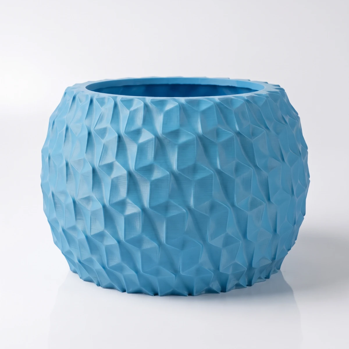 Doniczka Sirella 3D, kolor niebieski, zdjęcie studyjne