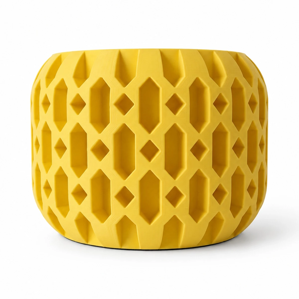 Doniczka Caleno 3D, kolor żółty, zdjęcie produktowe na białym tle